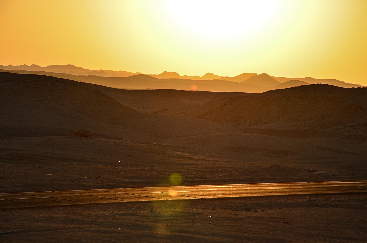 sunset, desert, heat, spicy, summer, egypt, sun, sand, yellow, hot, nature, reflection