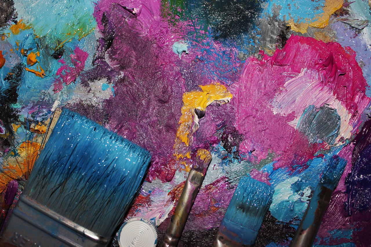 paints, brushes, multicolored, art, colors, creation, creator, inspiration, painting, artist, painter, surface, colorful