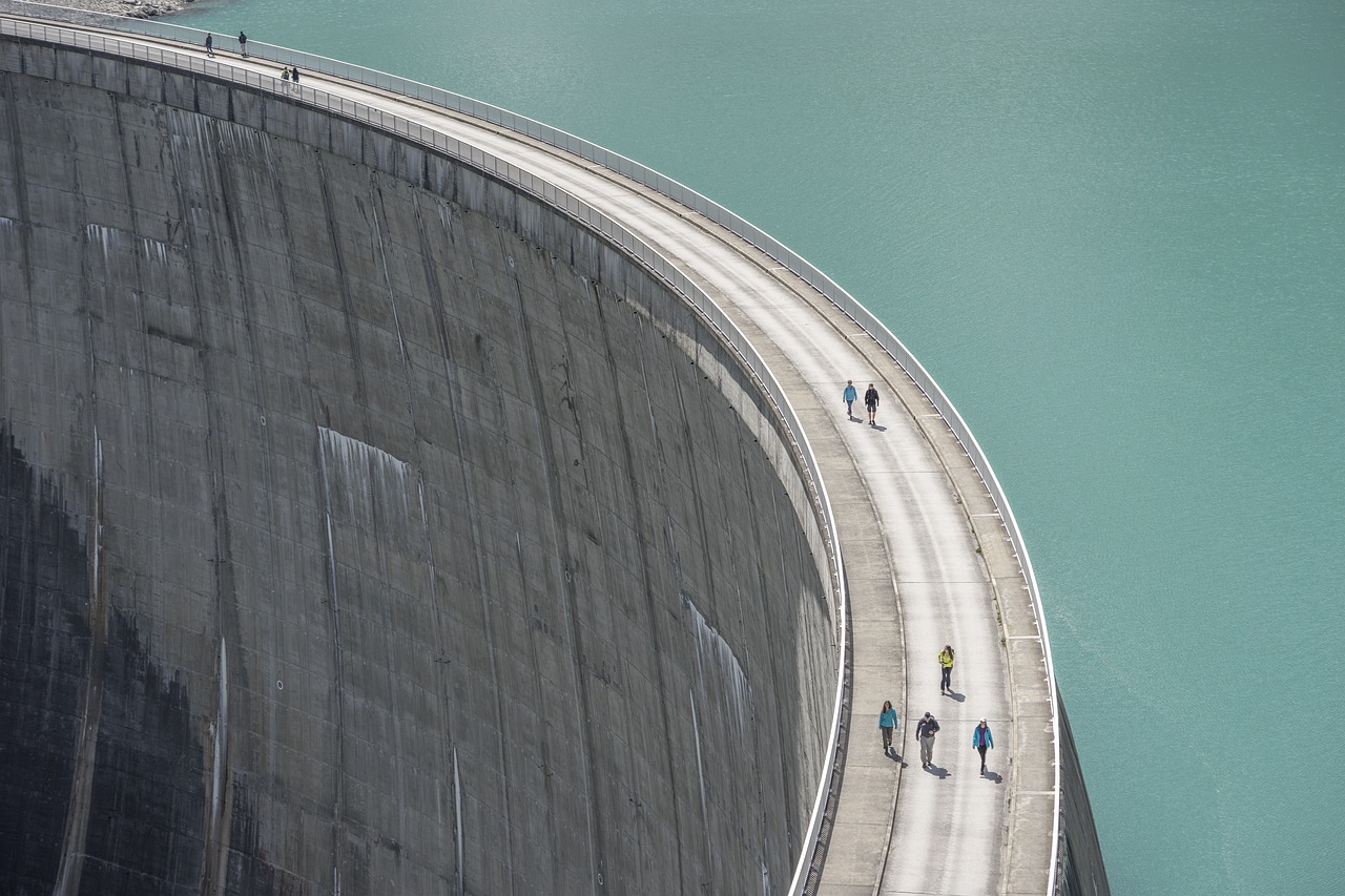 dam, nature, reservoir, water power, water, outlook